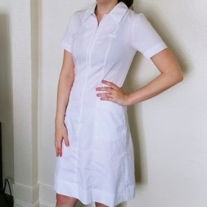 Vintage A Line Nurse Uniform Zip Up Pocket Dress